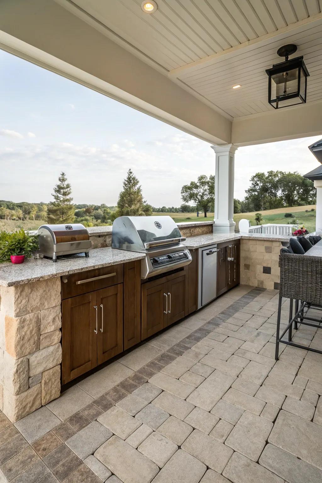 An outdoor kitchen makes alfresco dining a breeze.