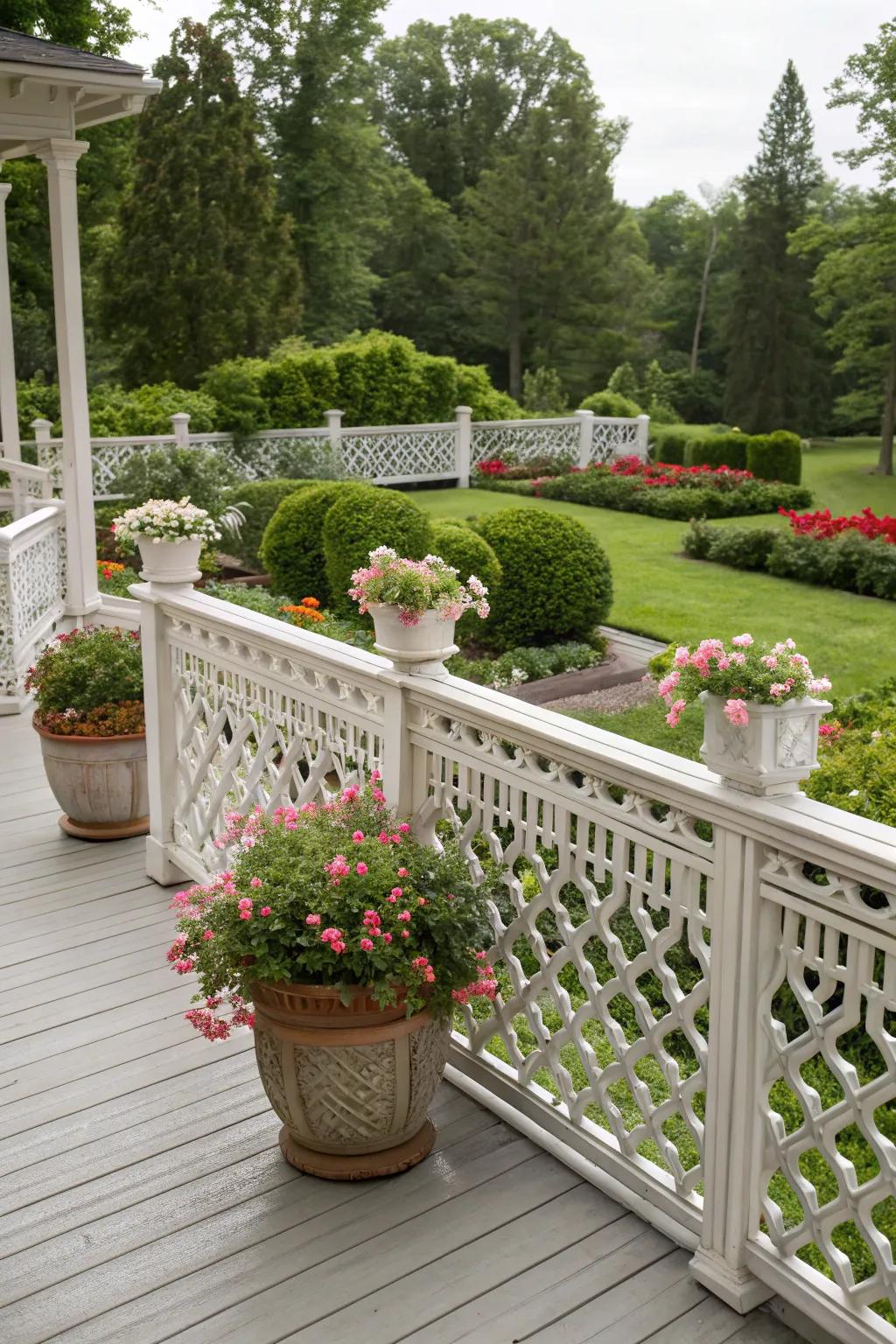 Lattice panels add vintage charm and privacy.