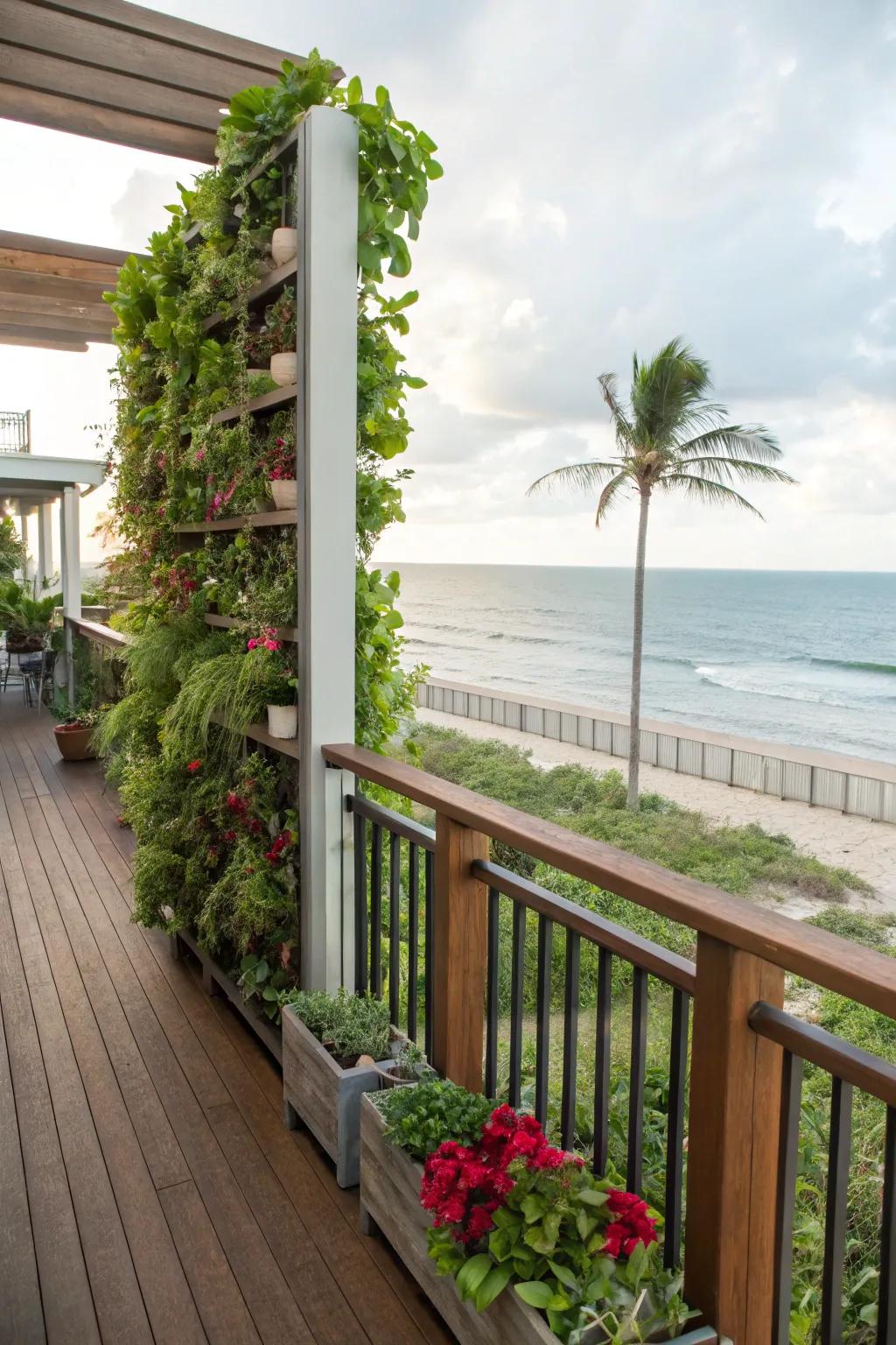 Vertical garden railings bring life and color to your deck.