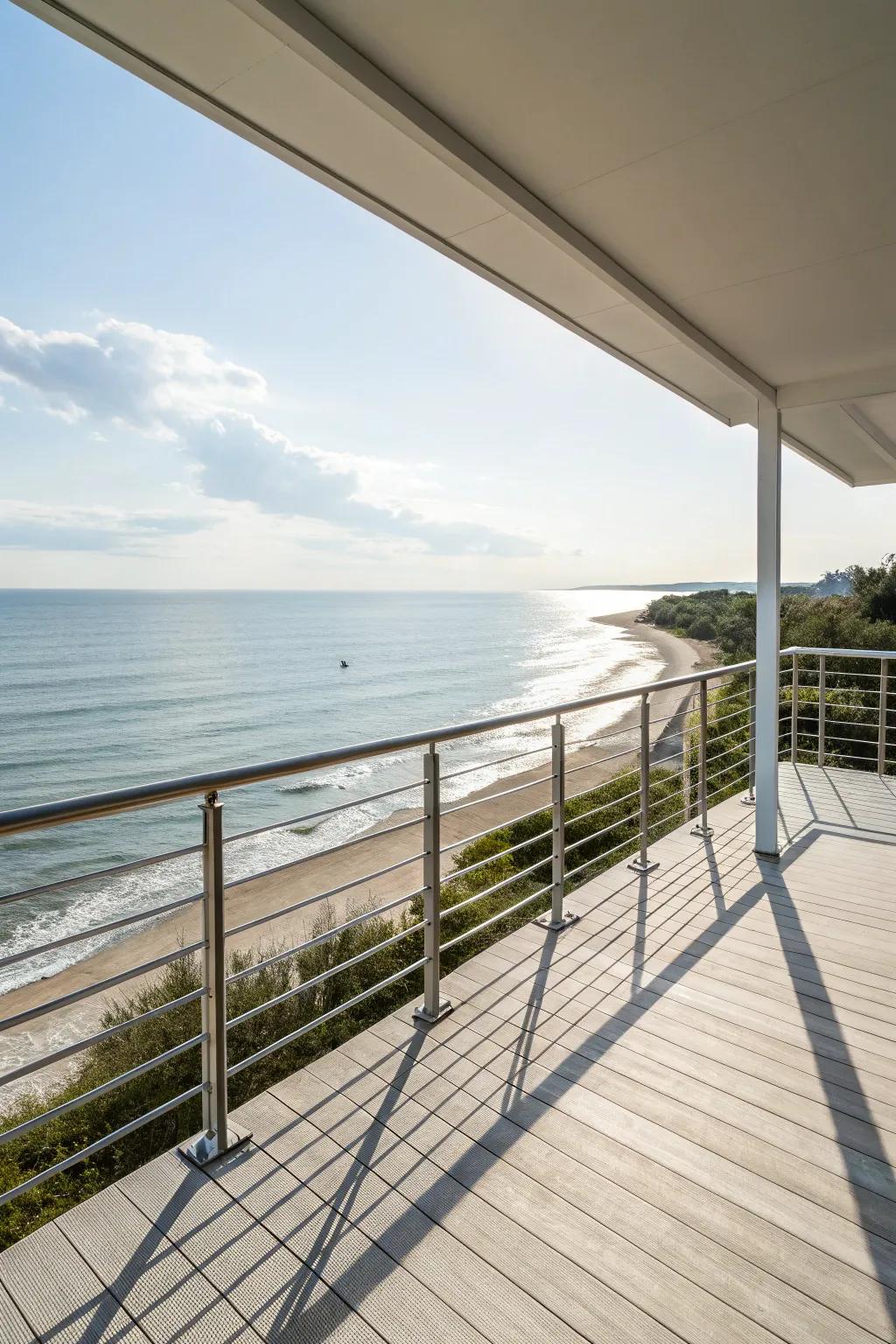 Metal frame railings for a sleek, minimalist design.