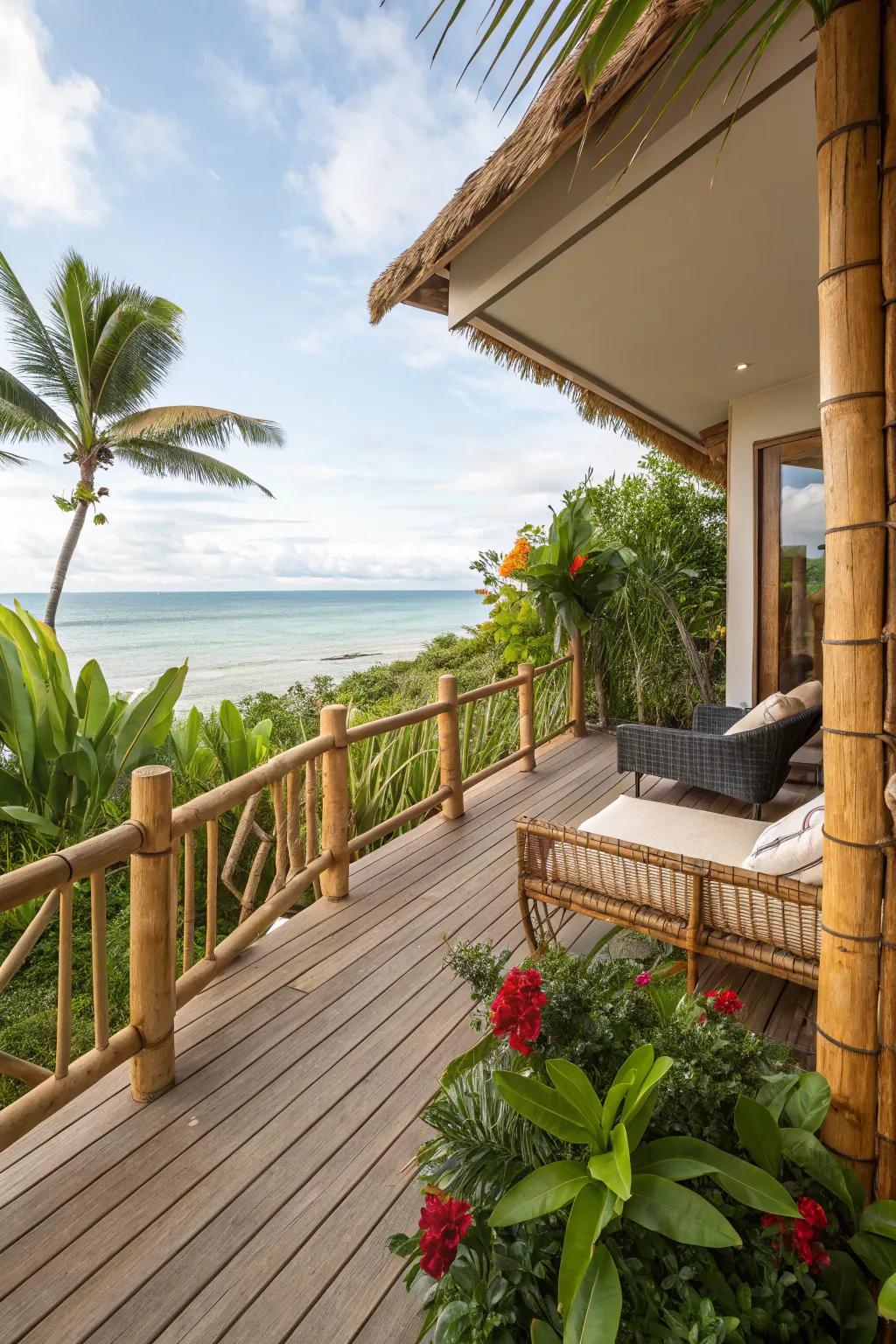 Bamboo railings for an exotic tropical vibe.