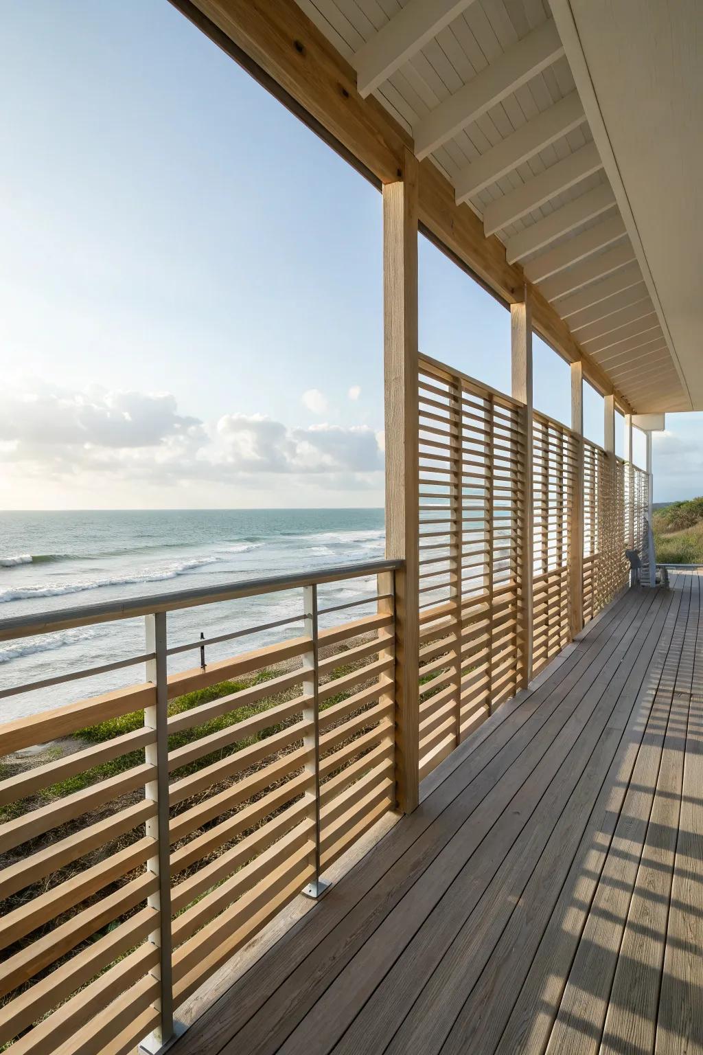 Horizontal slat railings add a modern flair.