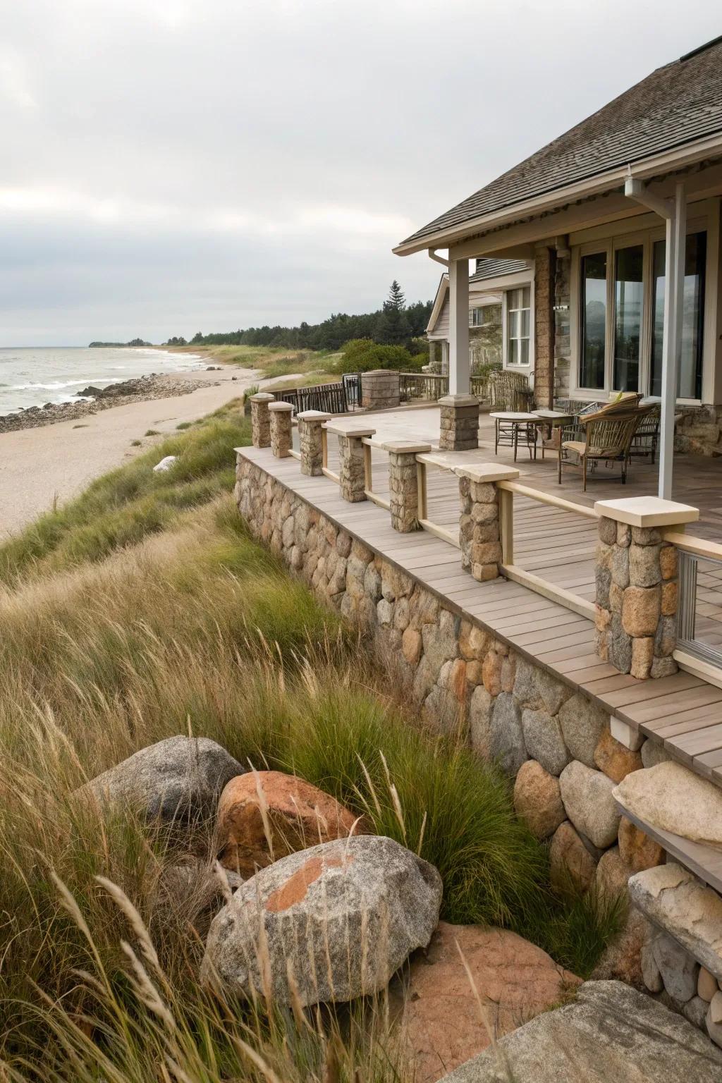 Stone railings blend beautifully with natural surroundings.