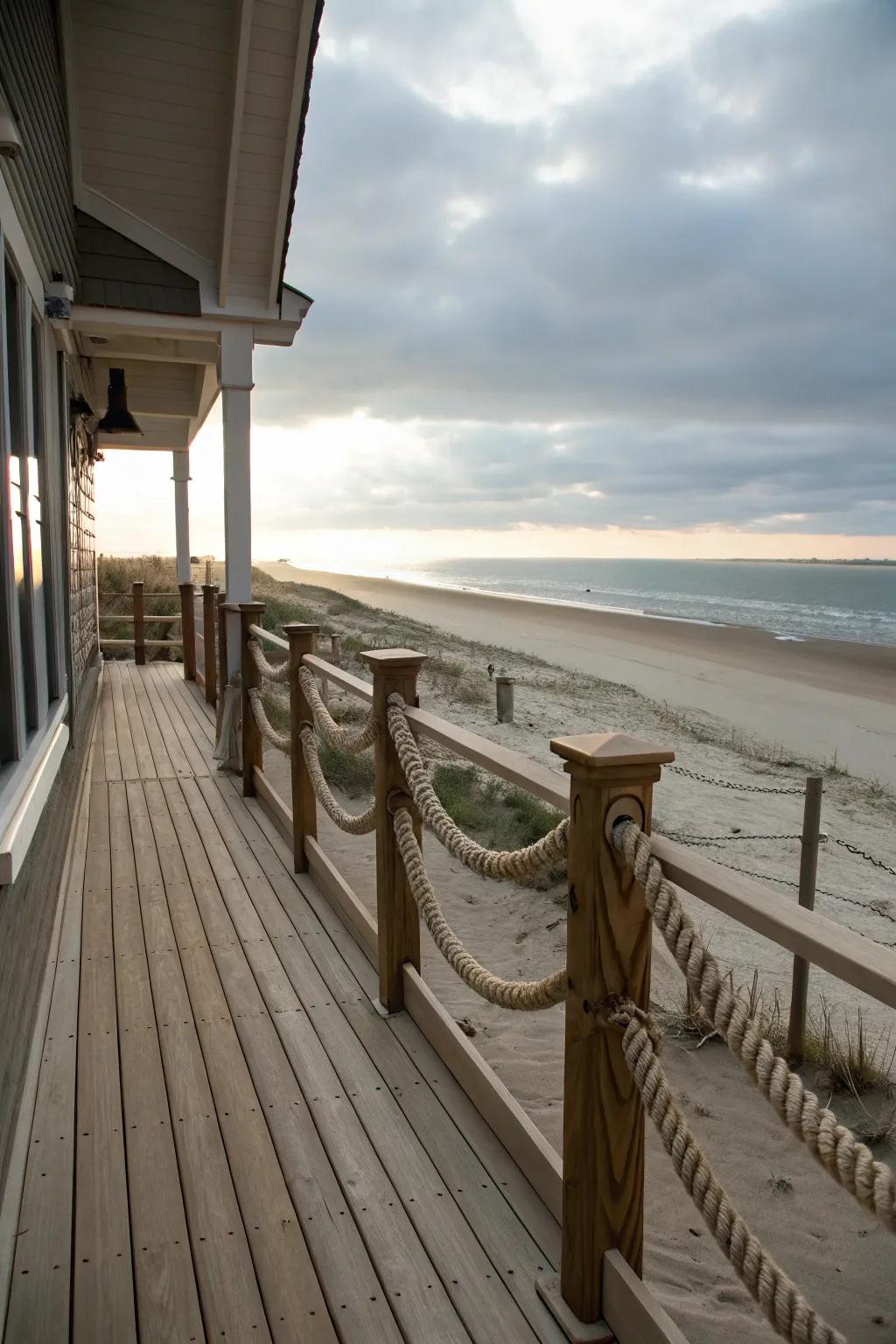 Nautical rope railings for a coastal touch.
