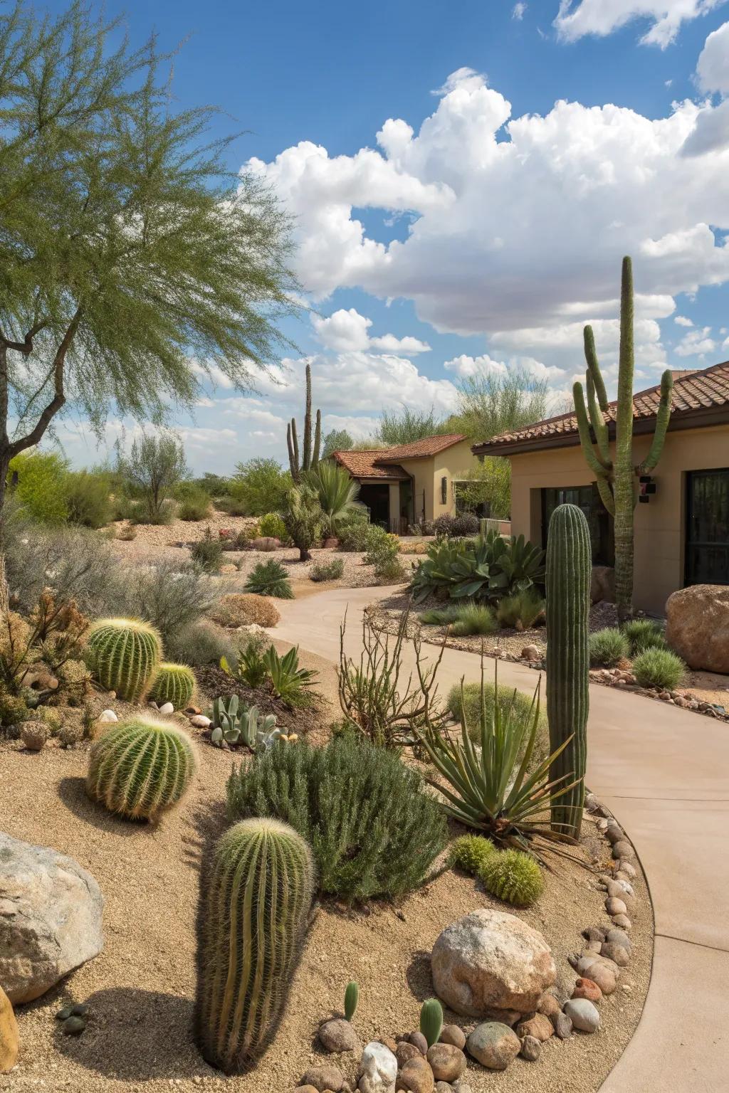 Cacti provide a sculptural, low-maintenance touch to any landscape.