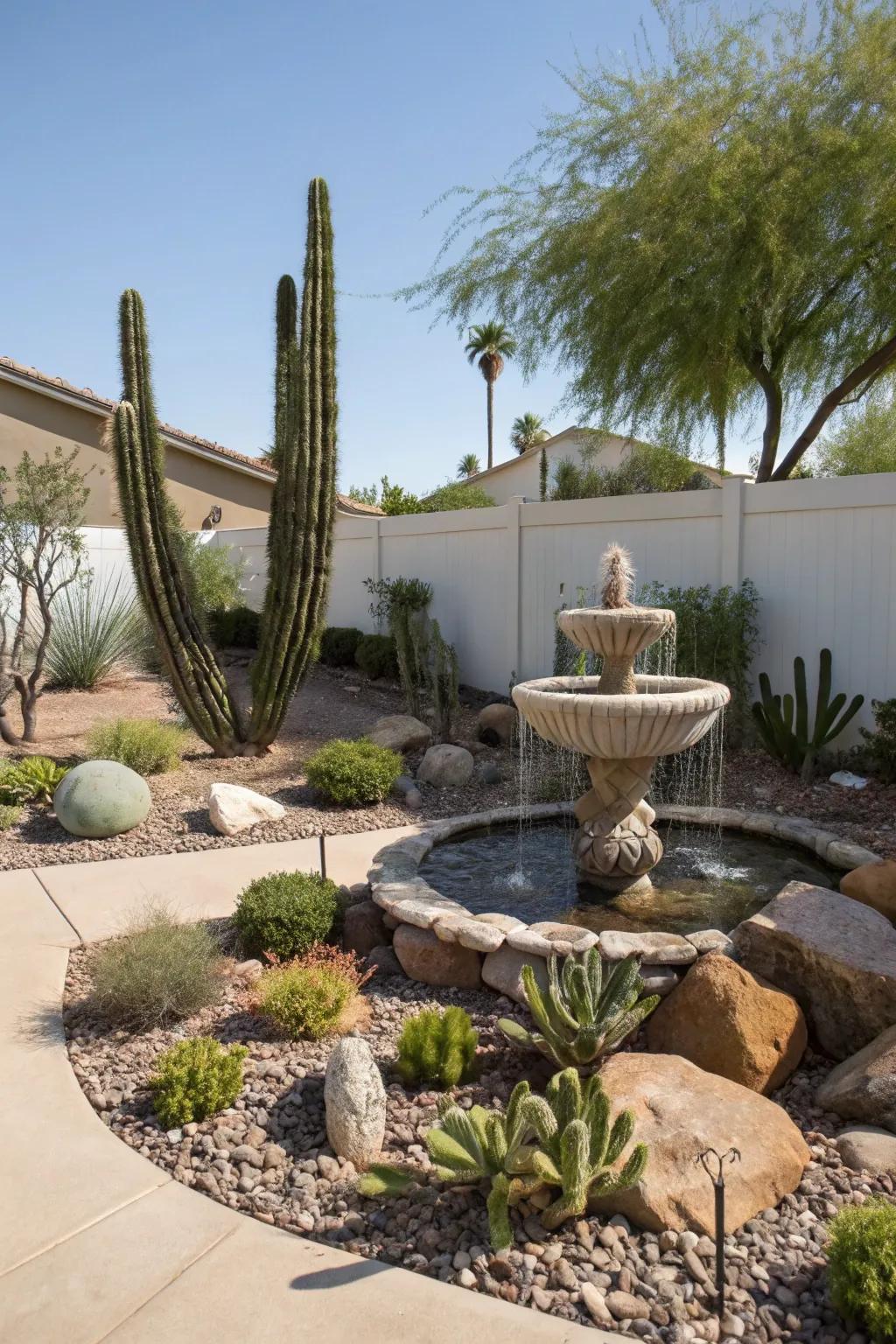 A water-efficient feature adds a touch of elegance and calm.