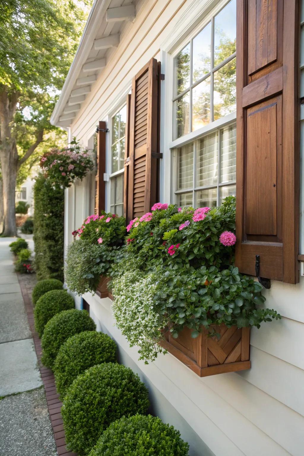 Japanese boxwood adds timeless charm to window boxes.