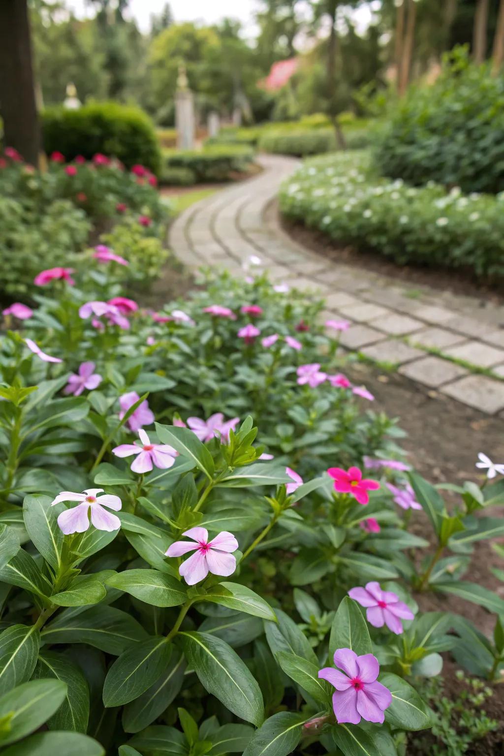 Vinca showcasing continuous blooms, adding charm through the seasons.