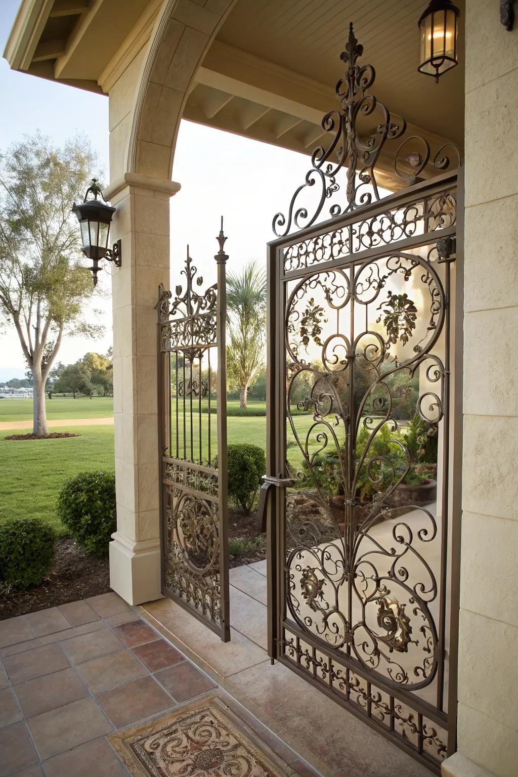 Artistic flair with intricate metalwork.