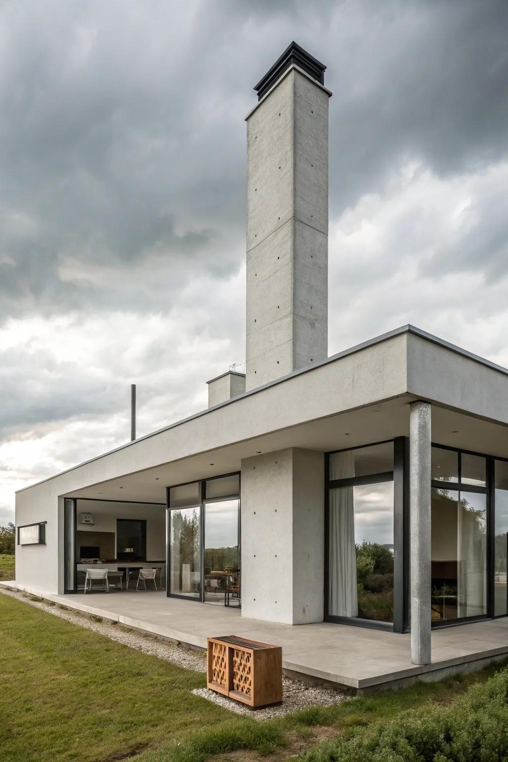 Minimalist concrete finish gives a clean, modern look.