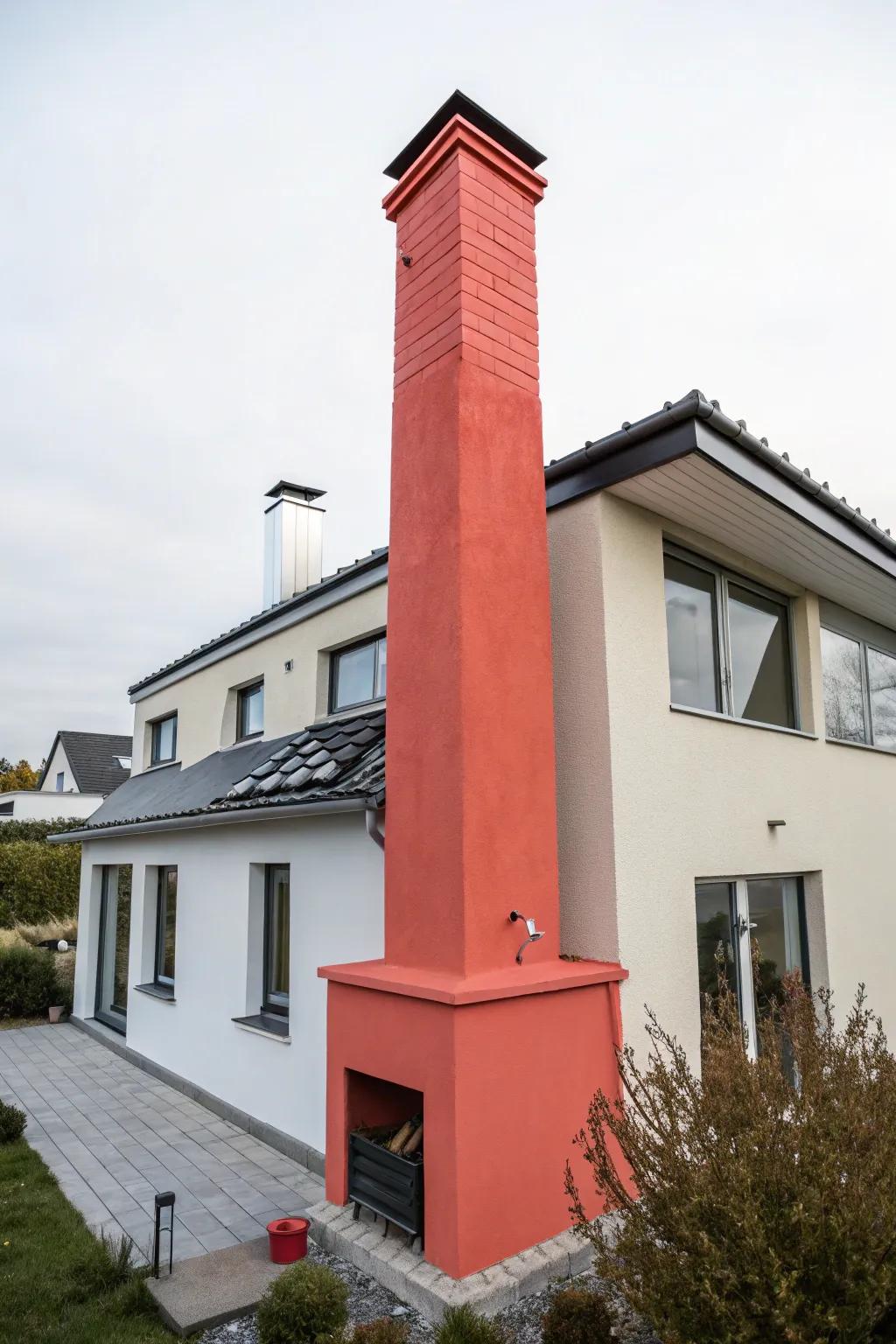 A colorful chimney adds an unexpected focal point.