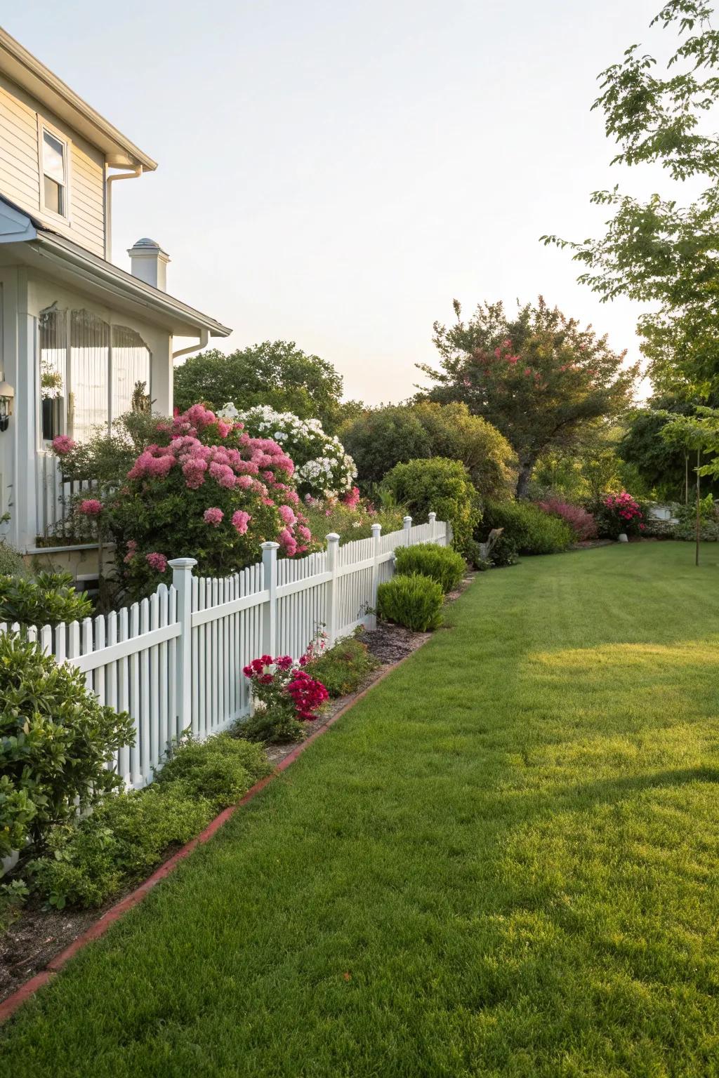 A lush green lawn framed by classic New England elements.