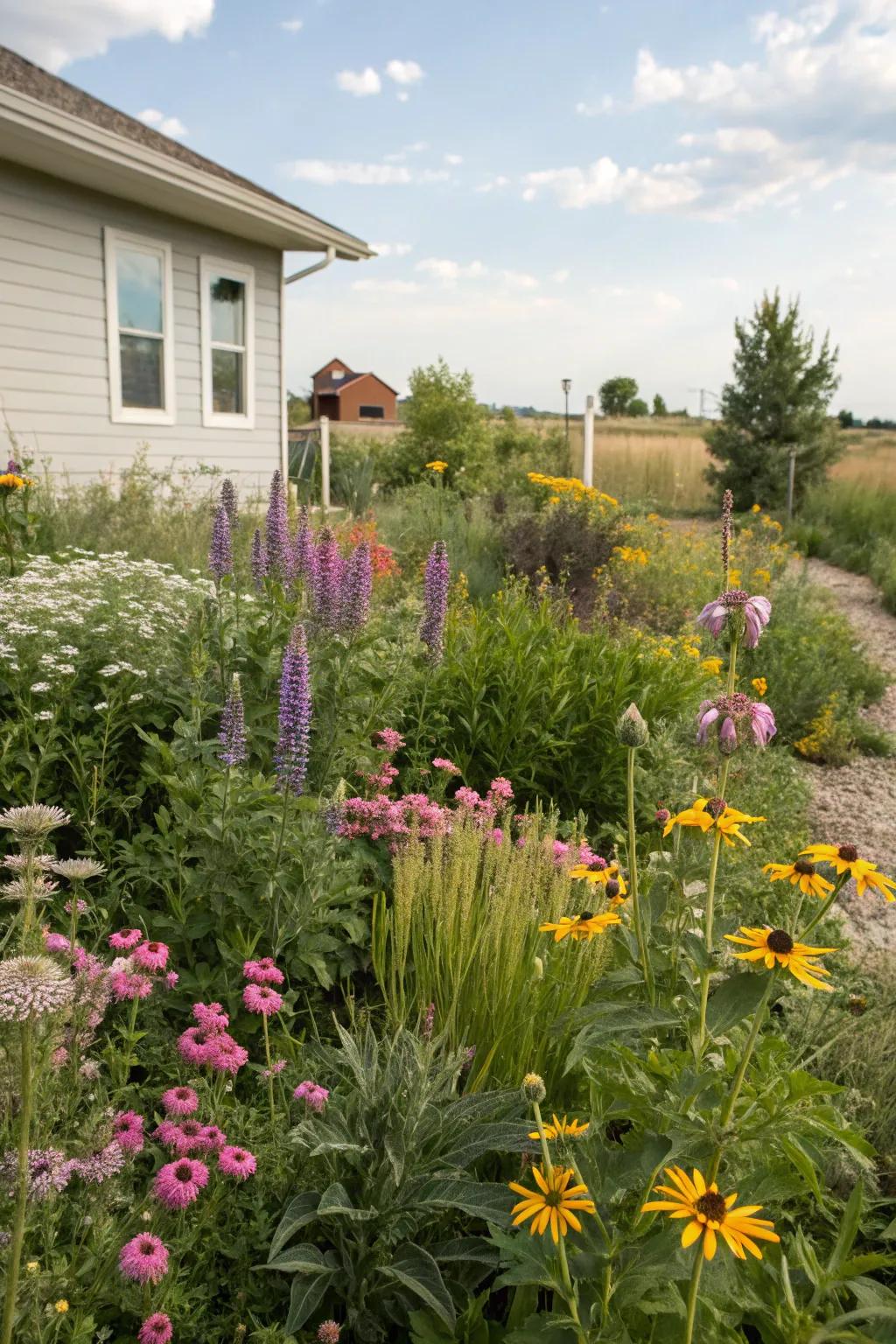 Native plants offer beauty and ease of maintenance.