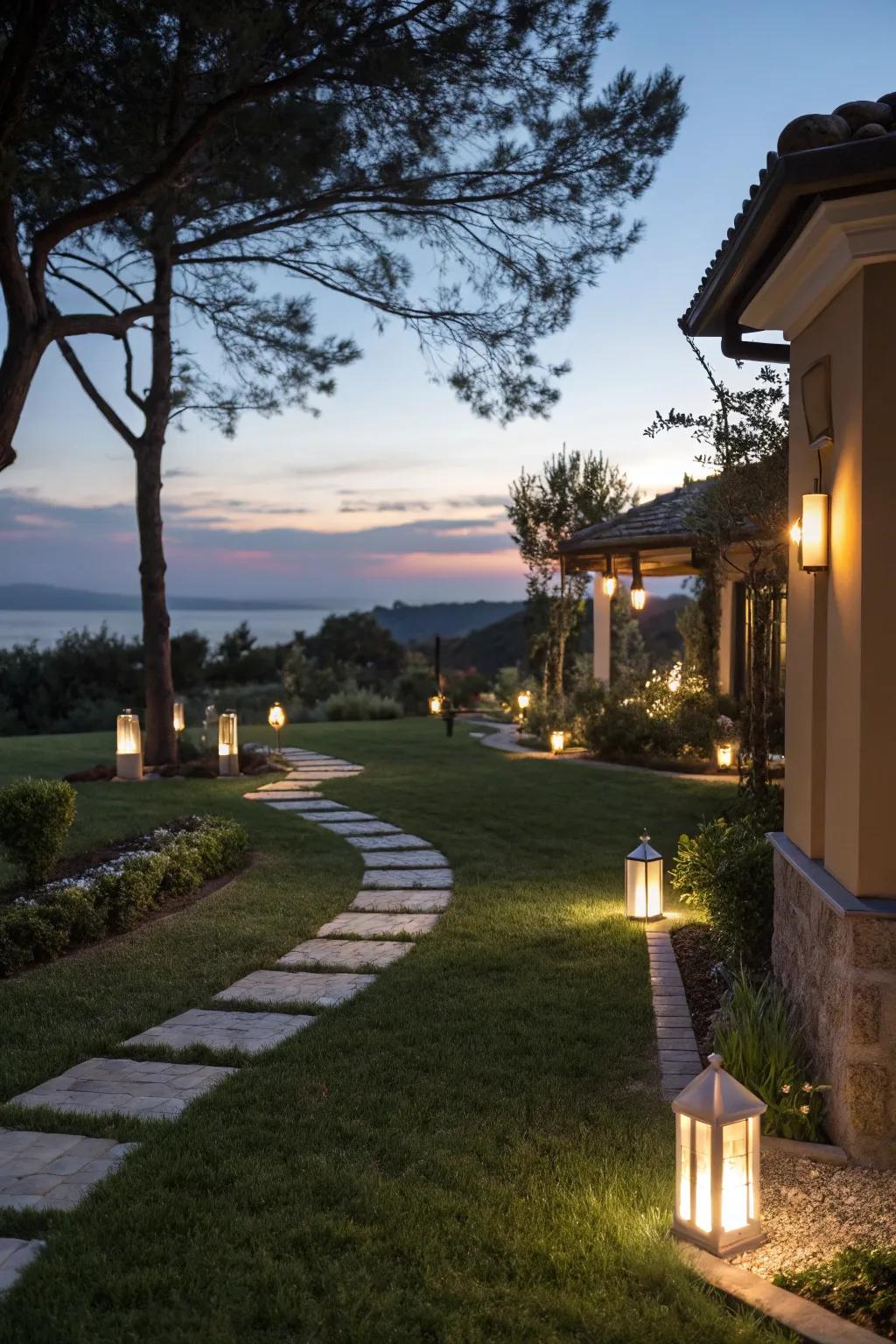 Outdoor lighting adds magic and safety.
