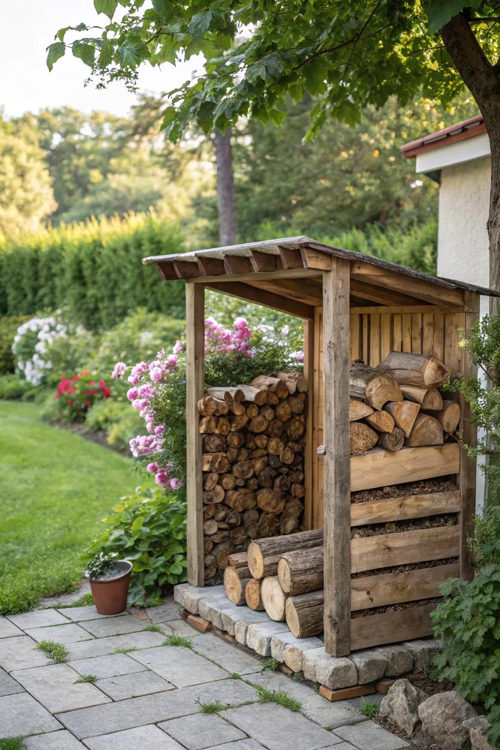 A mini log cabin holder brings rustic charm to your firewood storage.