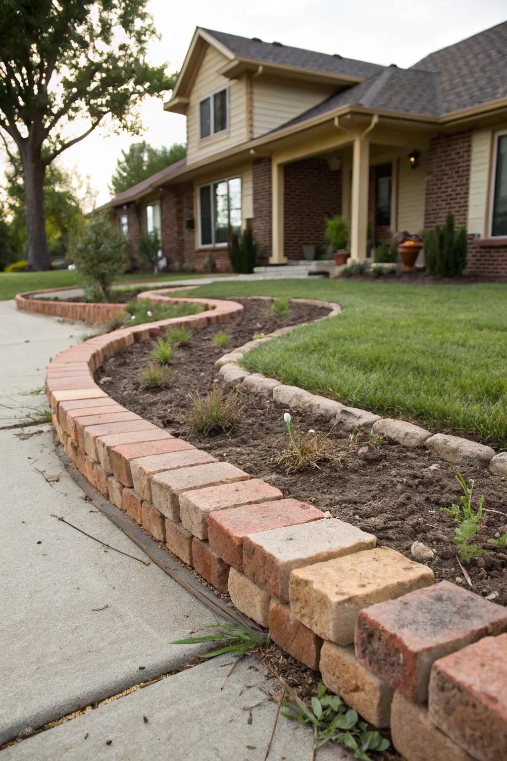 Brick edging offers a classic and tidy appearance.