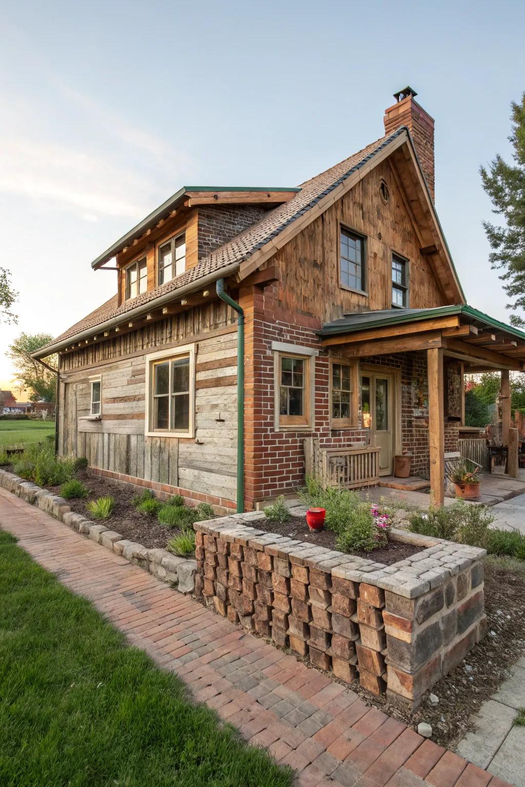 Recycled materials add character and sustainability.