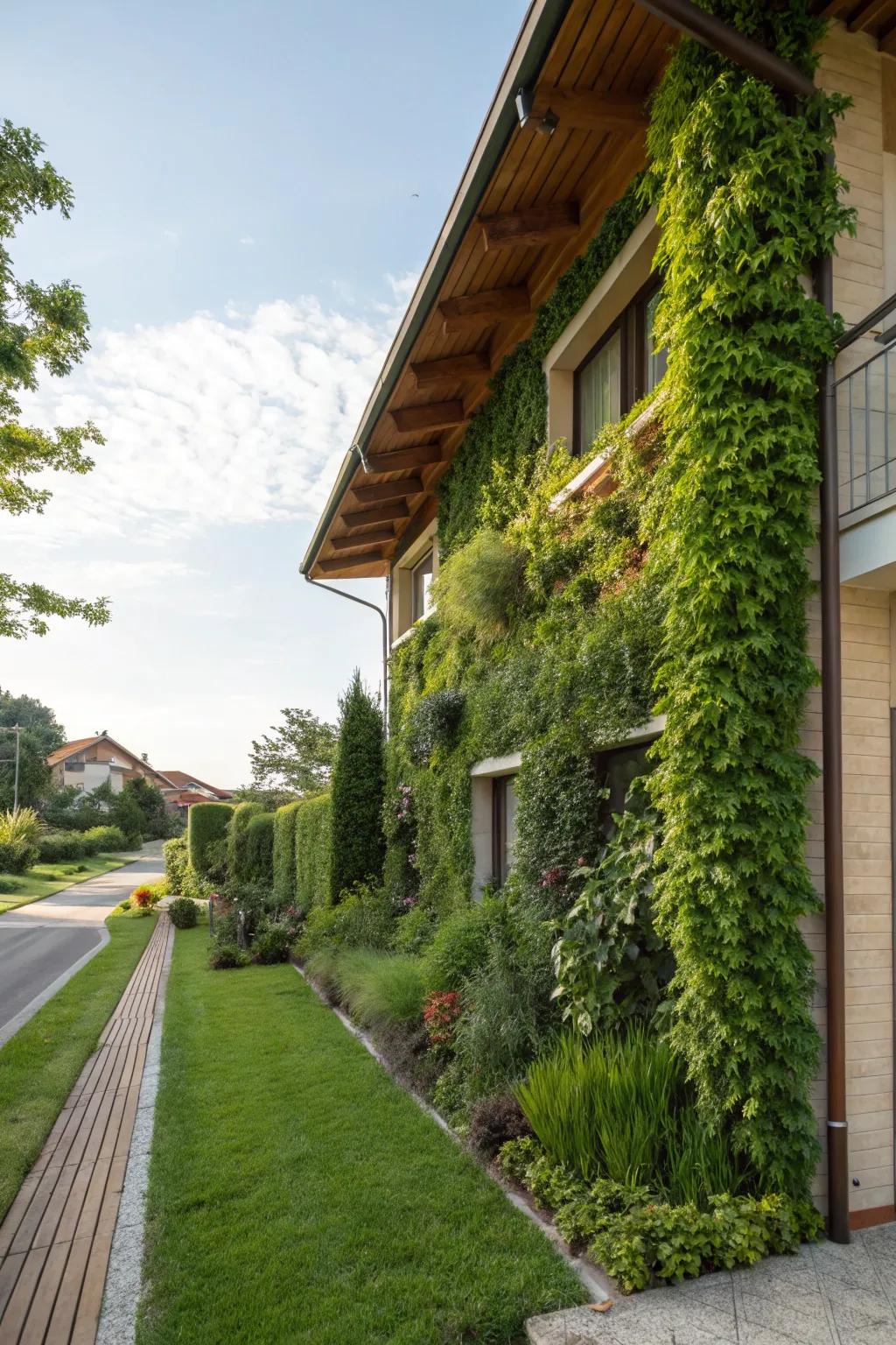Living walls add vertical interest and lush greenery.