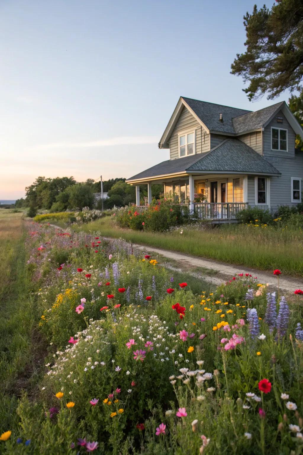 Wildflower borders bring whimsy and attract pollinators.