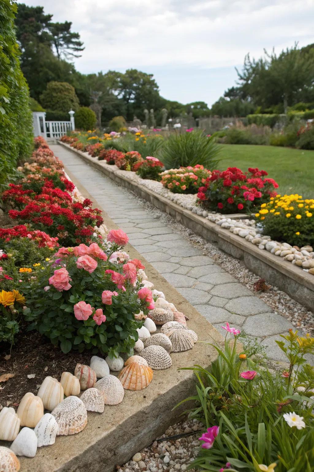 Highlight your flowers with beautiful seashell borders.