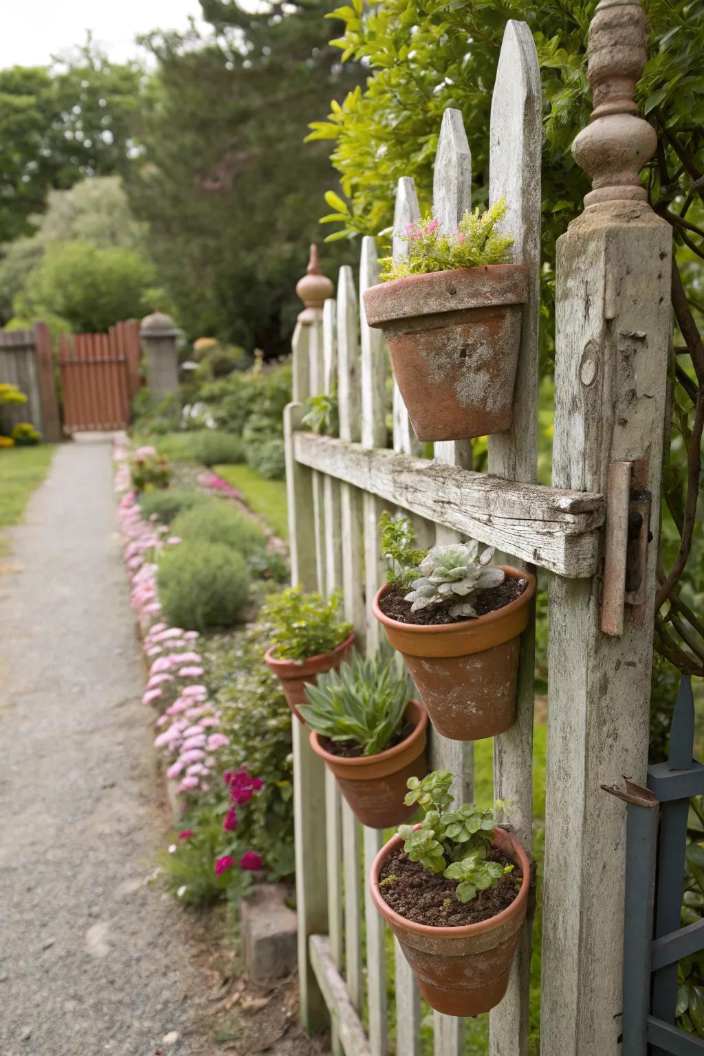 Create a vertical garden using your fence posts.
