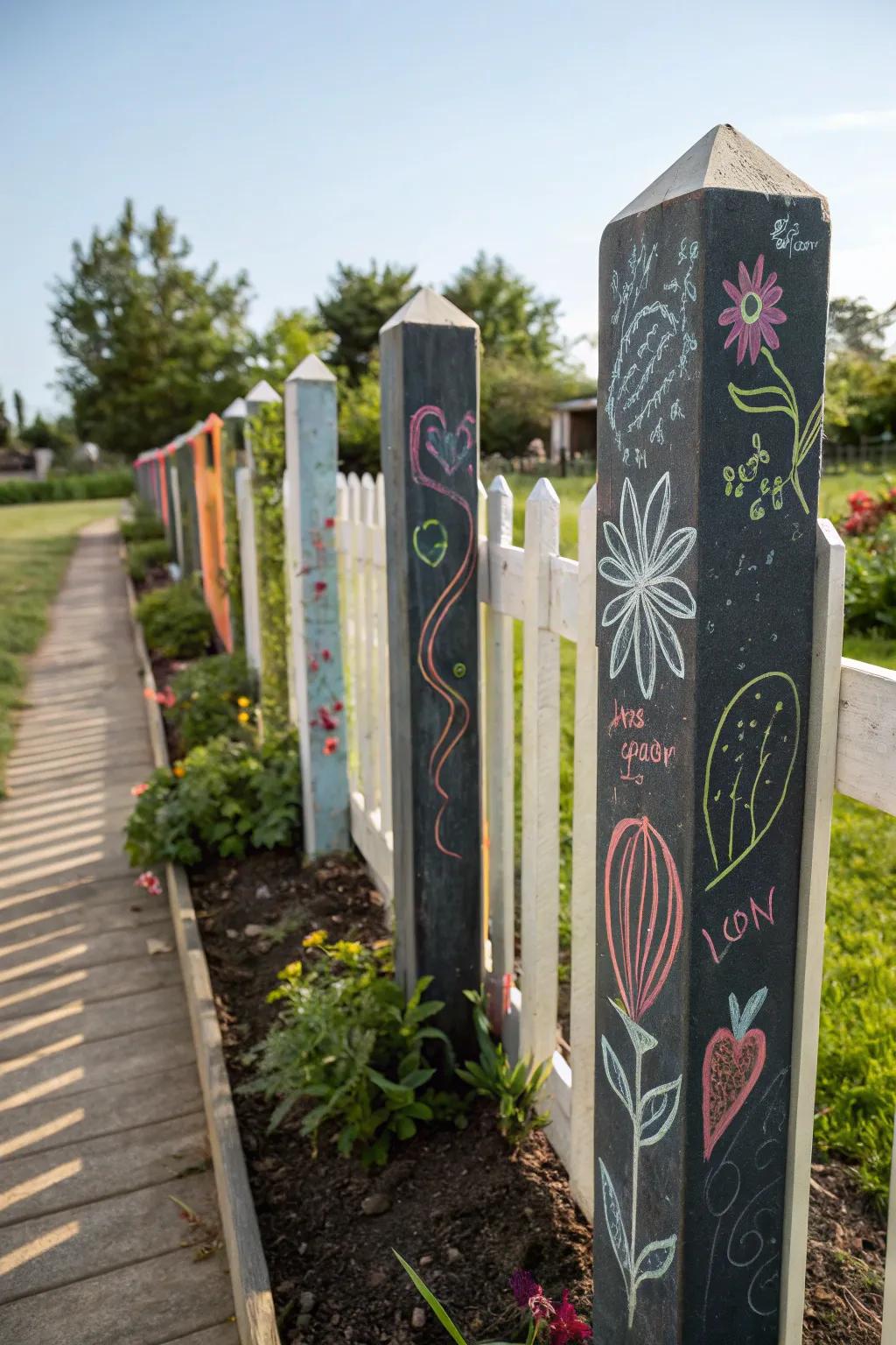 Get creative with chalkboard paint on your fence posts.