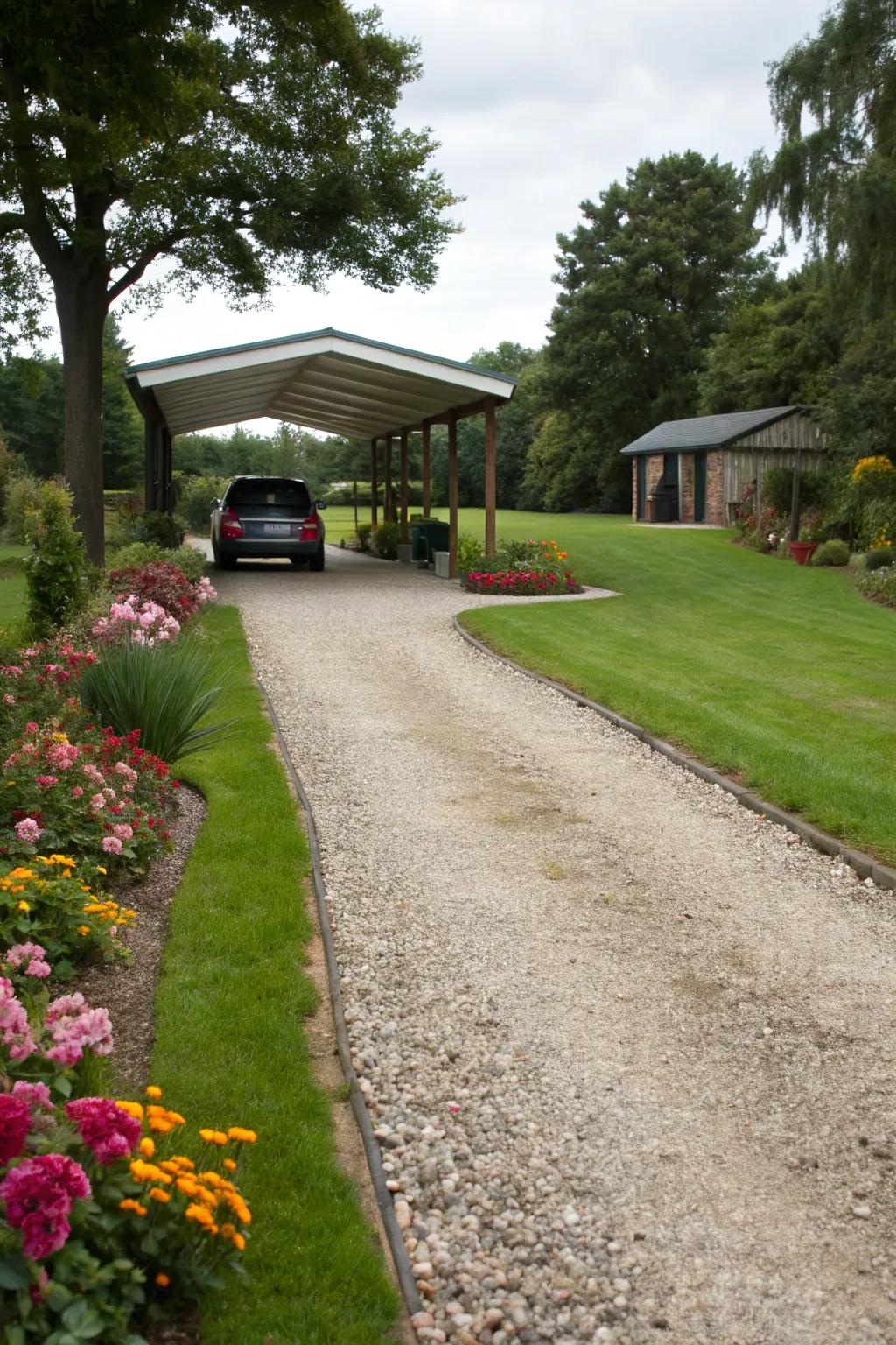 Gravel paths offer easy access and style.