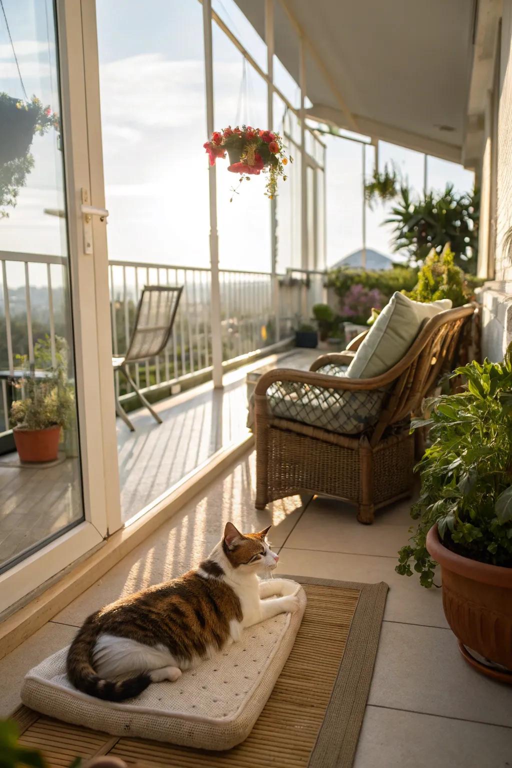 A balcony with a sunroom effect for a sunny retreat.