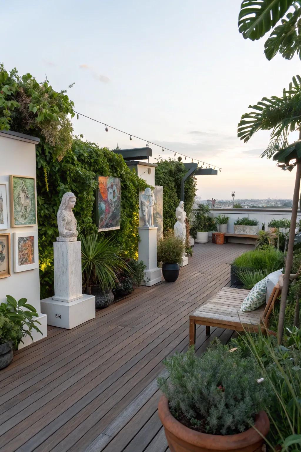 Art pieces add an artistic touch to this deck.