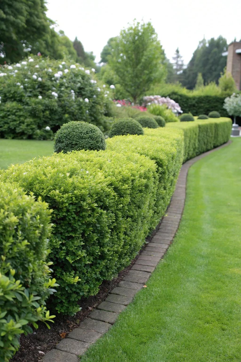 Spirea shrubs forming a charming low hedge for privacy.