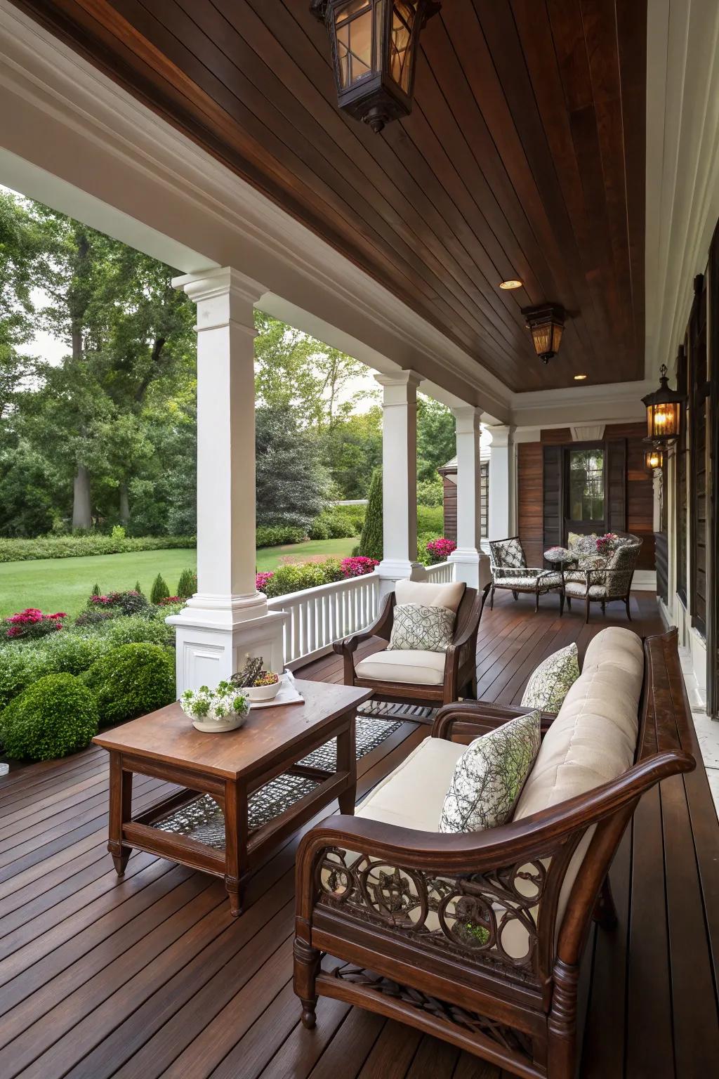 Rich dark walnut stain exudes timeless sophistication.