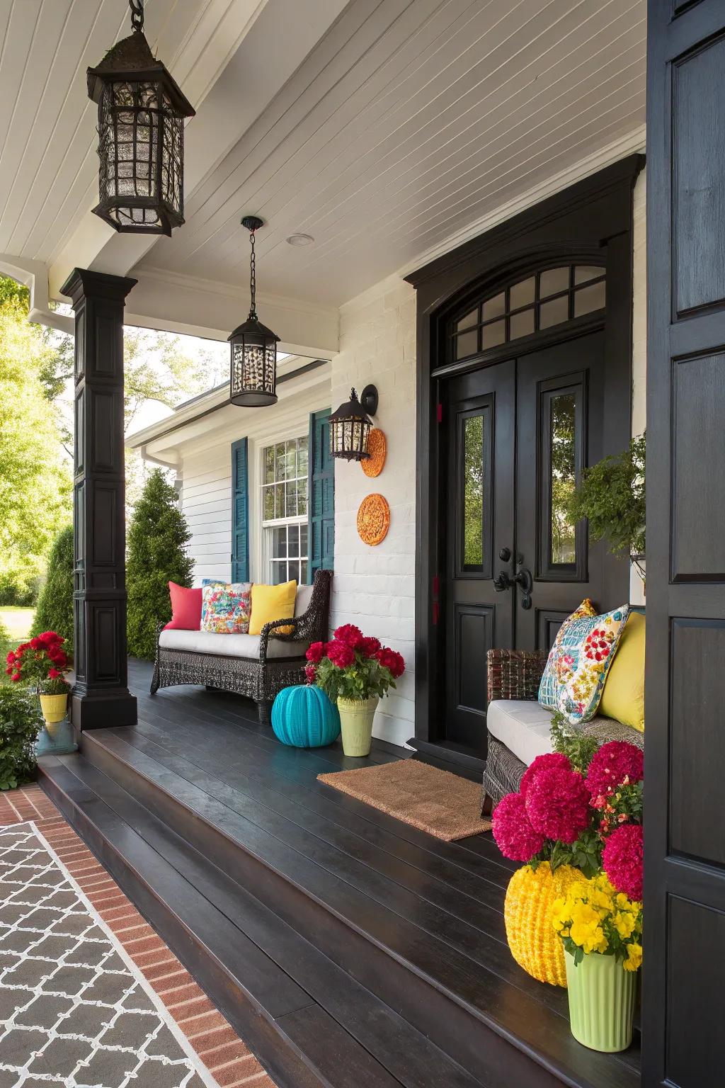 Chic ebony stain delivers dramatic elegance and modern flair.