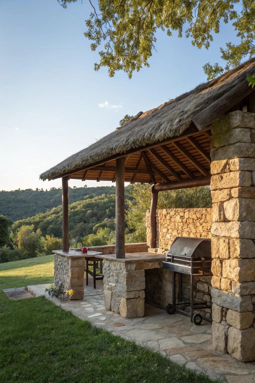 A solid and earthy lean-to constructed from natural stone.