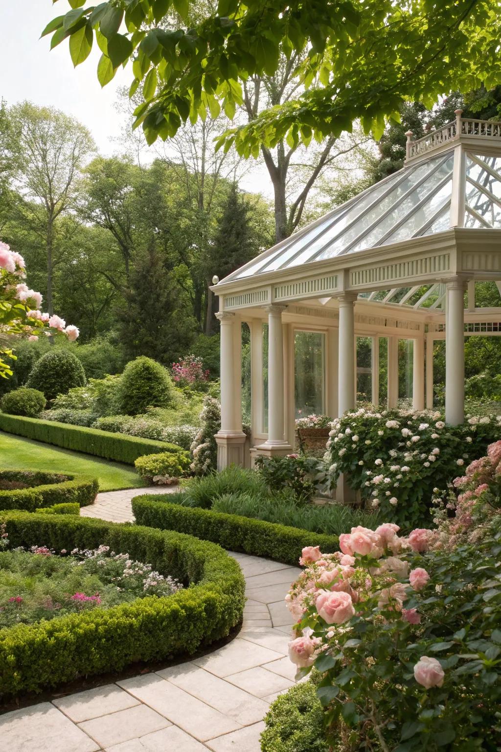 A glass-roofed lean-to that offers elegance and openness.