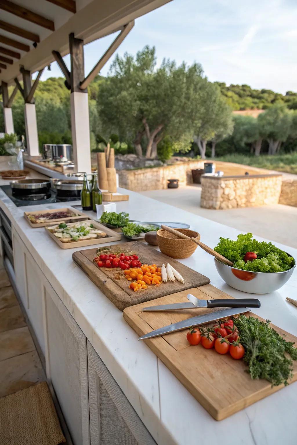 Generous counter space is essential for functionality.