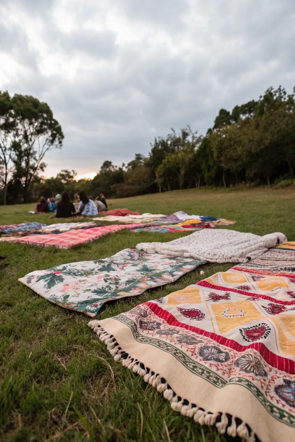 Throw blankets ready for warmth as evening falls.