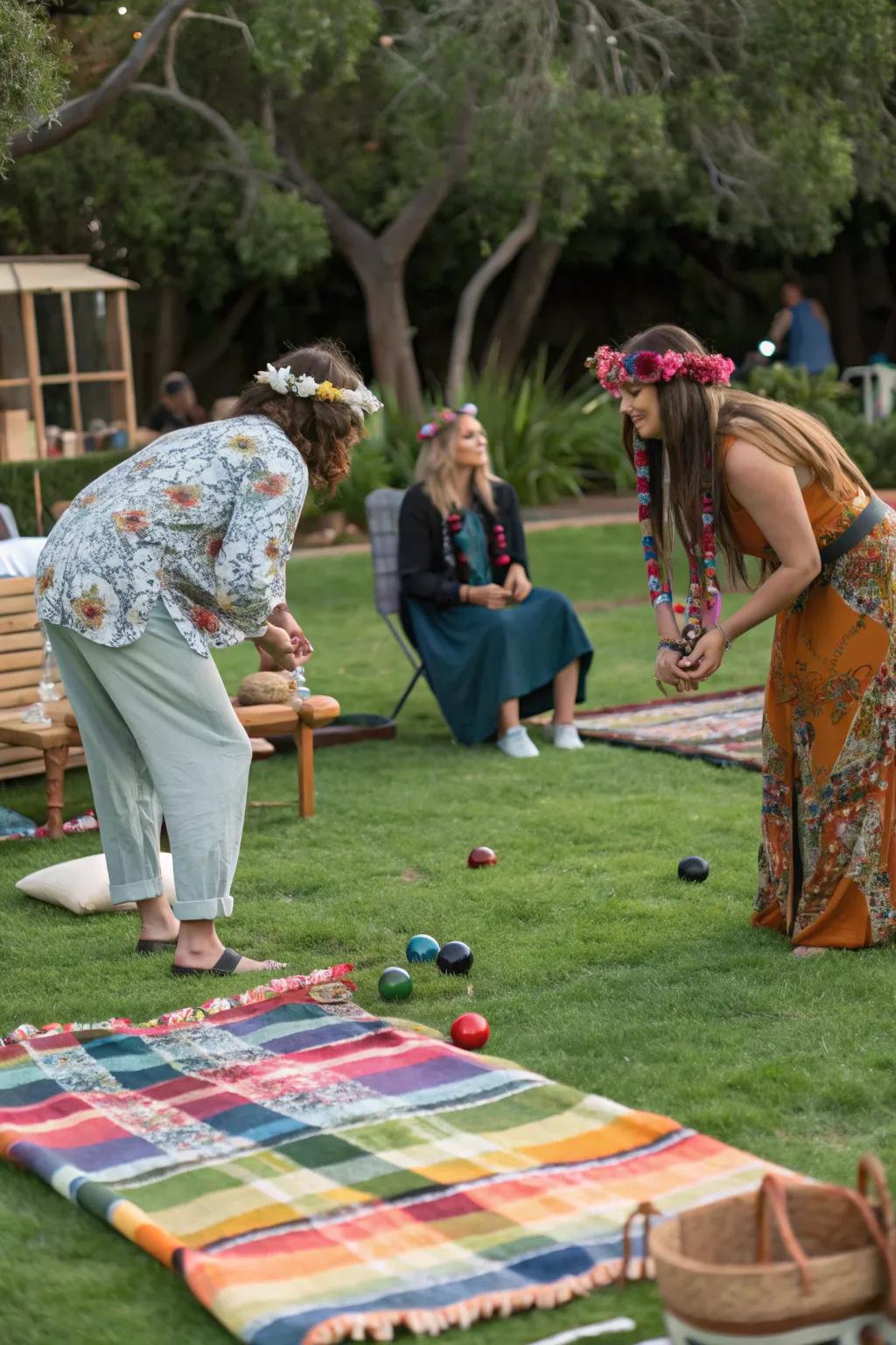 Outdoor games bringing fun and laughter to the picnic.