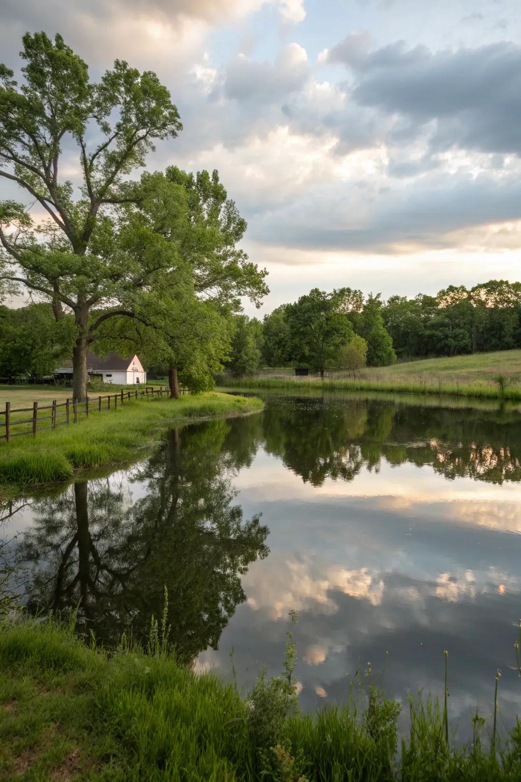 Enhance visual appeal with reflective pond surfaces.