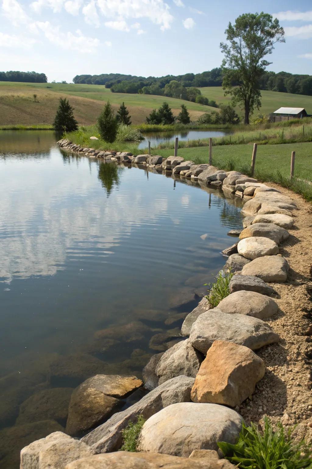 Protect and beautify your pond with rip-rap rocks.