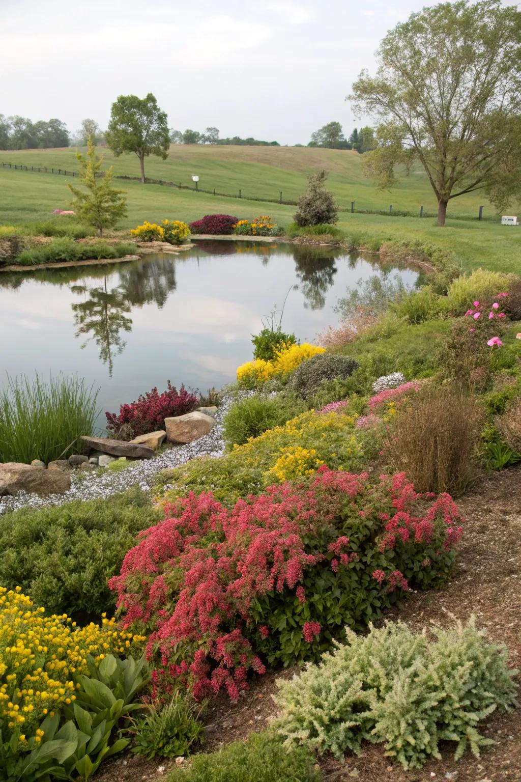 Enjoy year-round color with diverse plantings.
