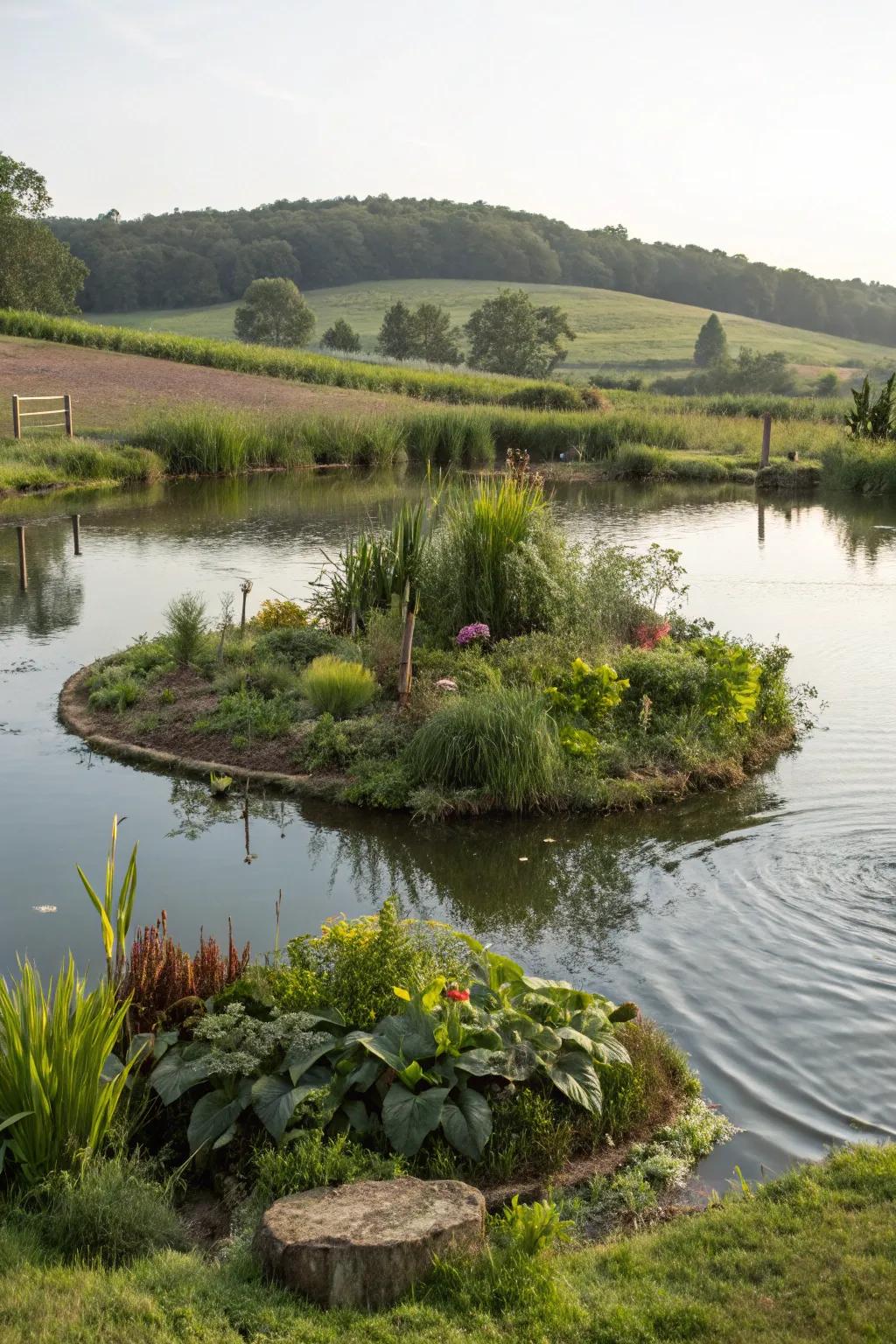 Add dimension to your pond with islands or peninsulas.