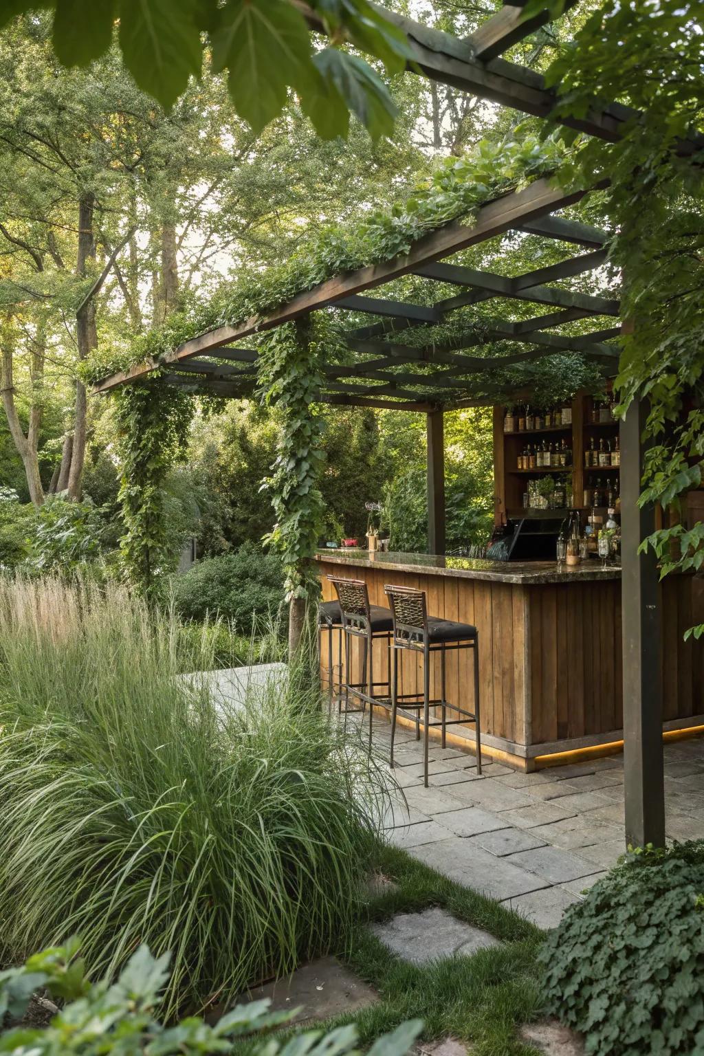 A private garden bar, perfect for intimate gatherings.