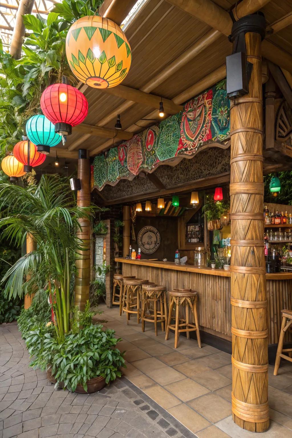 A playful tiki bar, bringing a tropical escape to your backyard.