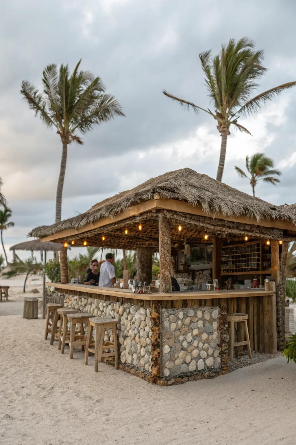 A beach shack-themed bar, offering coastal vibes in your backyard.