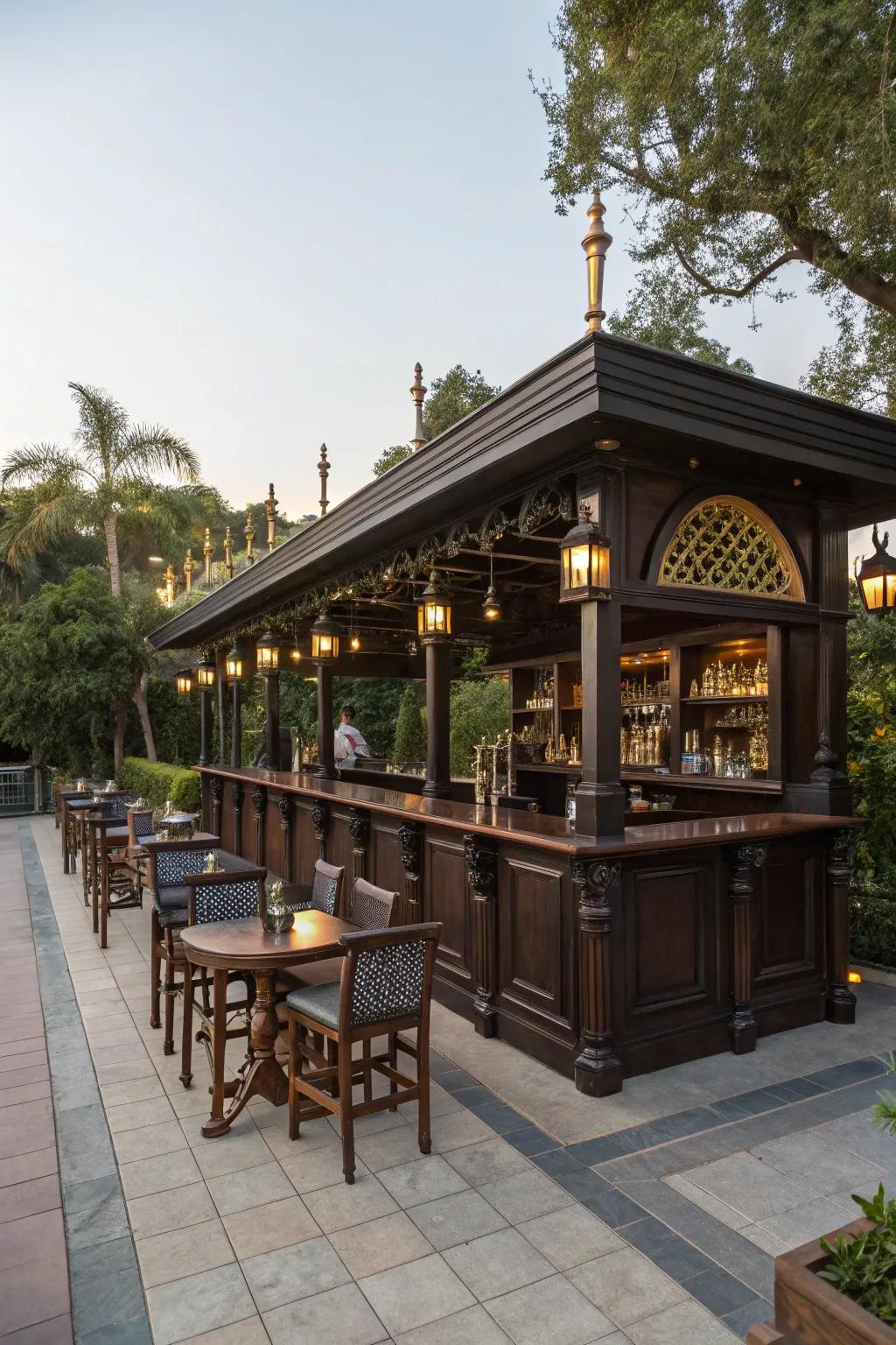 A classic pub-style bar, offering timeless charm in your backyard.