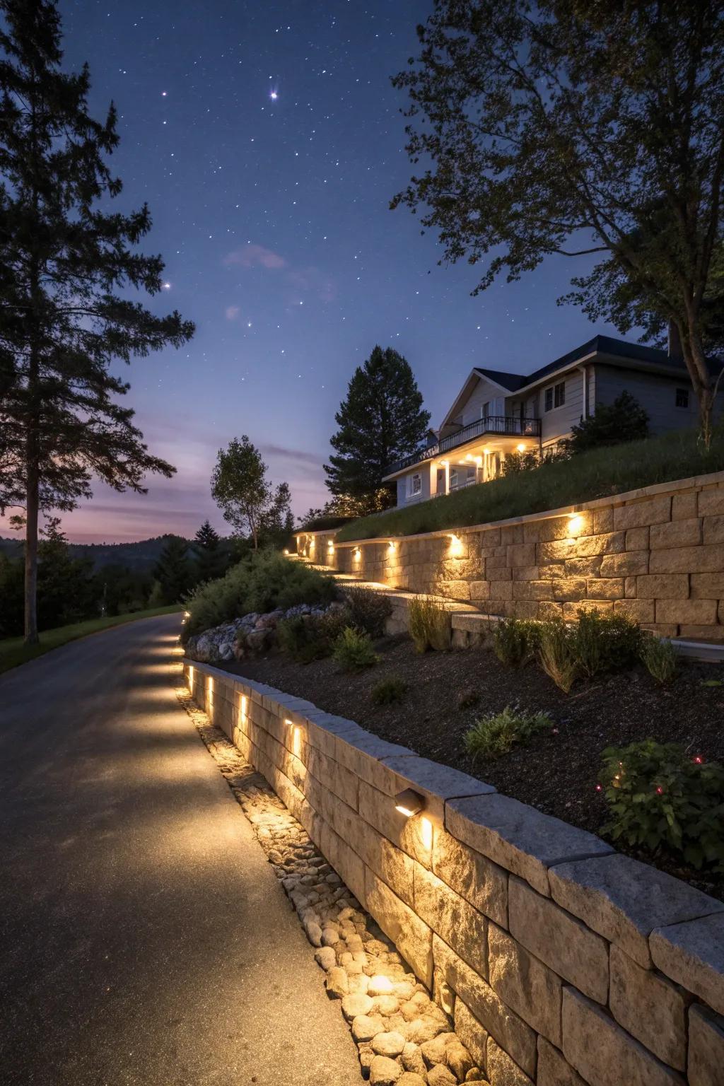 Integrated lighting enhances both safety and ambiance.