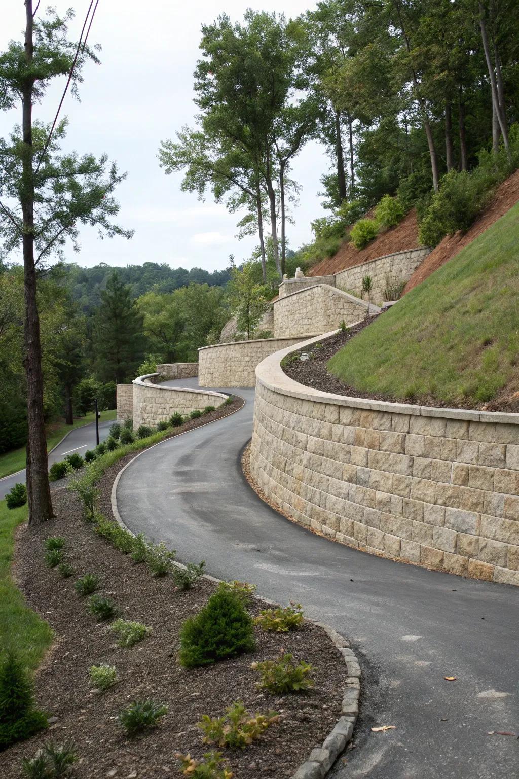 Curves add elegance and flow to this driveway design.