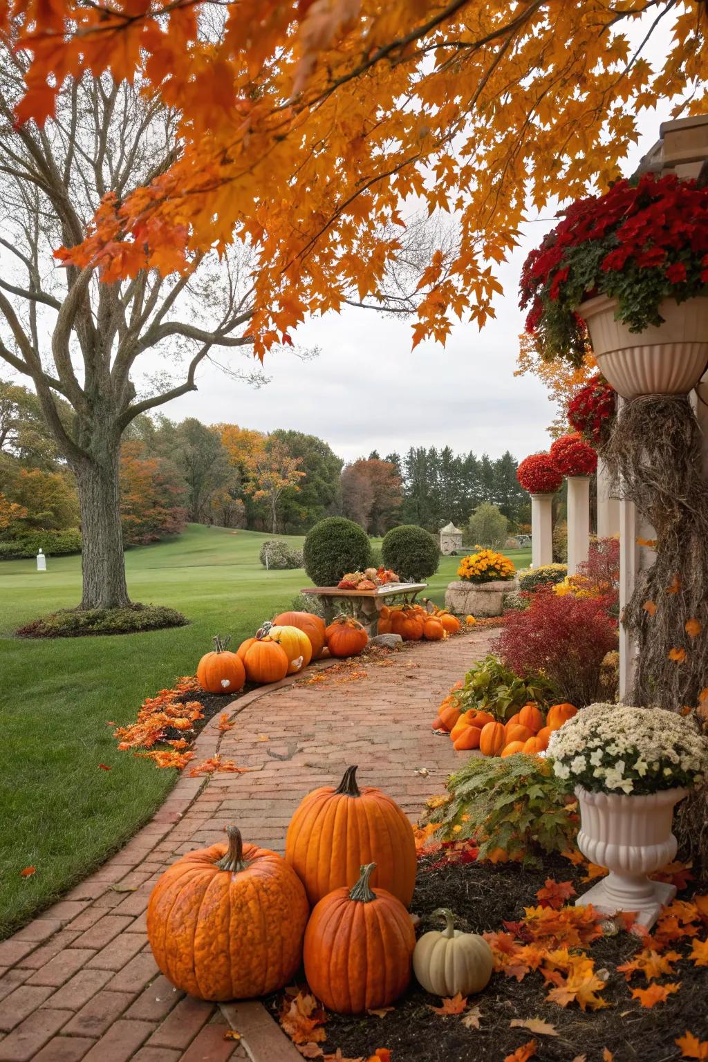 Seasonal decorations bringing warmth and change to the garden.