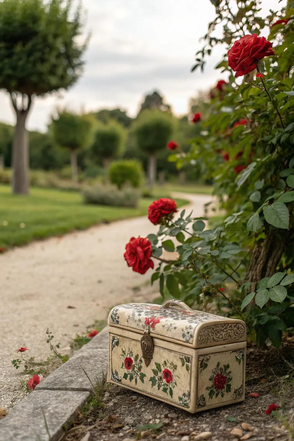 A hidden memory box preserving personal treasures.