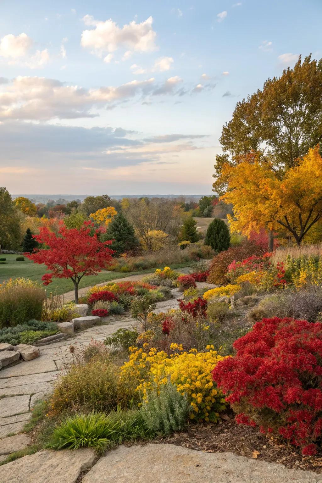 Seasonal color changes keeping a Kansas garden vibrant year-round.
